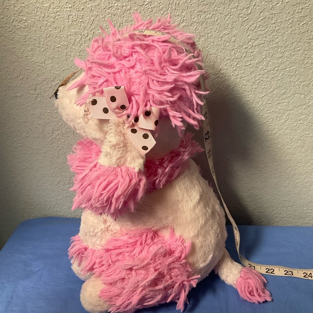 Restored HugFun Pink Plush Poodle with Polka Dot Bows on ears Stuffed animals - Picture 8 of 8